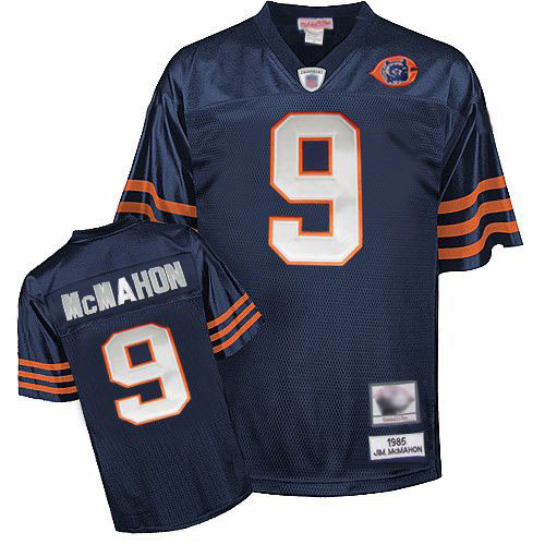 Chicago Bears Authentic Navy Blue Men Jim McMahon Home Jersey NFL Football #9 Bear Patch Throwback